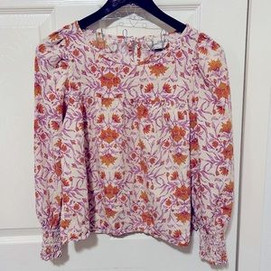 Target universal thread floral top blouse block print pink orange cotton flower